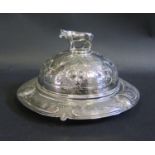 An Electroplated Silver Butter Dish with domed cover and cow finial