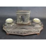 An Early 20th Century French Spelter Novelty Inkwell modelled as The Arc de Triomphe de l'Étoile and