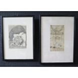 Two Engravings, one signed Moufico? and impressed Franco Masoero, famed & glazed largest 40x29cm