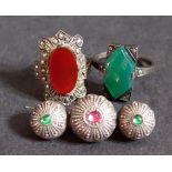 A Persian Silver Brooch 33mm and two Deco silver rings **SOLD ON BEHALF OF OXFAM**