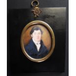 A Georgian Miniature Portrait of a Gentleman, 7x6cm, framed & glazed. Hand written details verso,