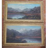 C. Leslie (1835-1890), A Pair of Mountainous Lake Scenes, oil on canvas, 59x29cm, framed