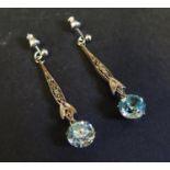 A Pair of Zircon Pendant Earrings, 50mm drop