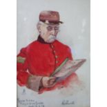 JB 1913, Portrait of Chelsea Pensioner _ George Powell Royal Horse Guards, watercolour 26x18cm,