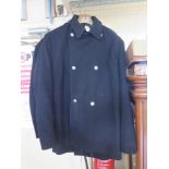 A Devon Firefighters Navy Blue Wool Overcoat with Devon Official Blazon Buttons