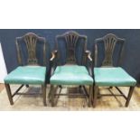 A Pair of Splat Back Chairs and Carver