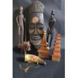 African Mask, wooden African figurines and other ornaments
