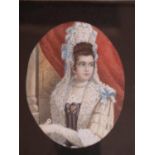 A Half Length Portrait of A Spanish Lady, watercolour, 12x9cm, framed & glazed