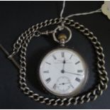 A Victorian Silver Cased Open Dial Keyless Pocket Watch by Kendall & Dent, Greenwich Lever