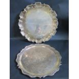 Two Electroplated Silver Circular Trays, largest 45.5cm