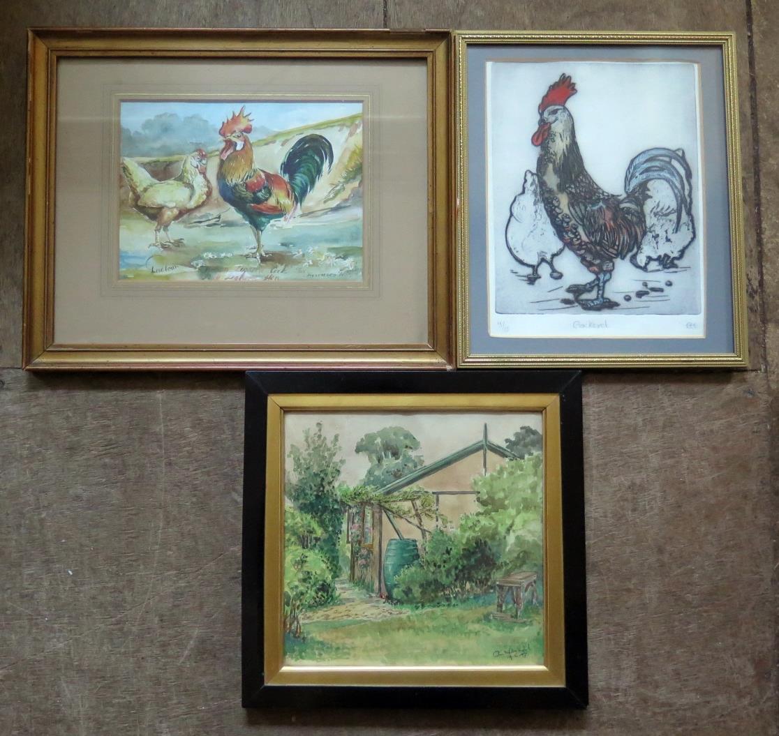 Ludlow, Brown Leghorn Cock, The Feathered World, watercolour, 22.5x16.5cm, framed & glazed and