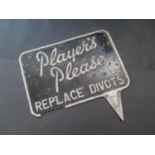 'Player's Please REPLACE DIVOTS', painted aluminium golf sign, 22cm