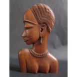 A Carved African Female Bust, Attributed to the Austrian Designer Karl Hagenauer (1898 - 1956) 34cm