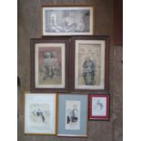 A Collection of Humorous Prints, framed & glazed, largest 37.5x43cm