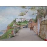 Mike Shaw, Budleigh Seafront, watercolour, 37x27cm, framed & glazed