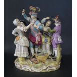 A Fine Meissen Porcelain Dancing Group of the Dance Master and Dancers, ca. 1870-80, crossed sword