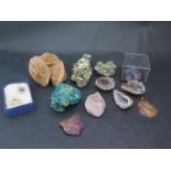 A Collection of Geological Samples including desert rose (12cm), split geodes etc.