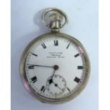 A Silver Cased FRANKLAND'S 'Audrey' English Lever Keyless open Dial Pocket Watch, Birmingham 1920,