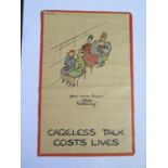 A WWII Fougasse CARELESS TALK COSTS LIVES 'You never know who's listening!' poster