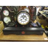A Large 19th Century French Slate Clock with Richard et Cie striking movement, 56x32.5cm, running