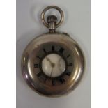 A Silver Cased Half Hunter THE BANK Benson Pocket Watch, London 1913 (balance wheel damaged)