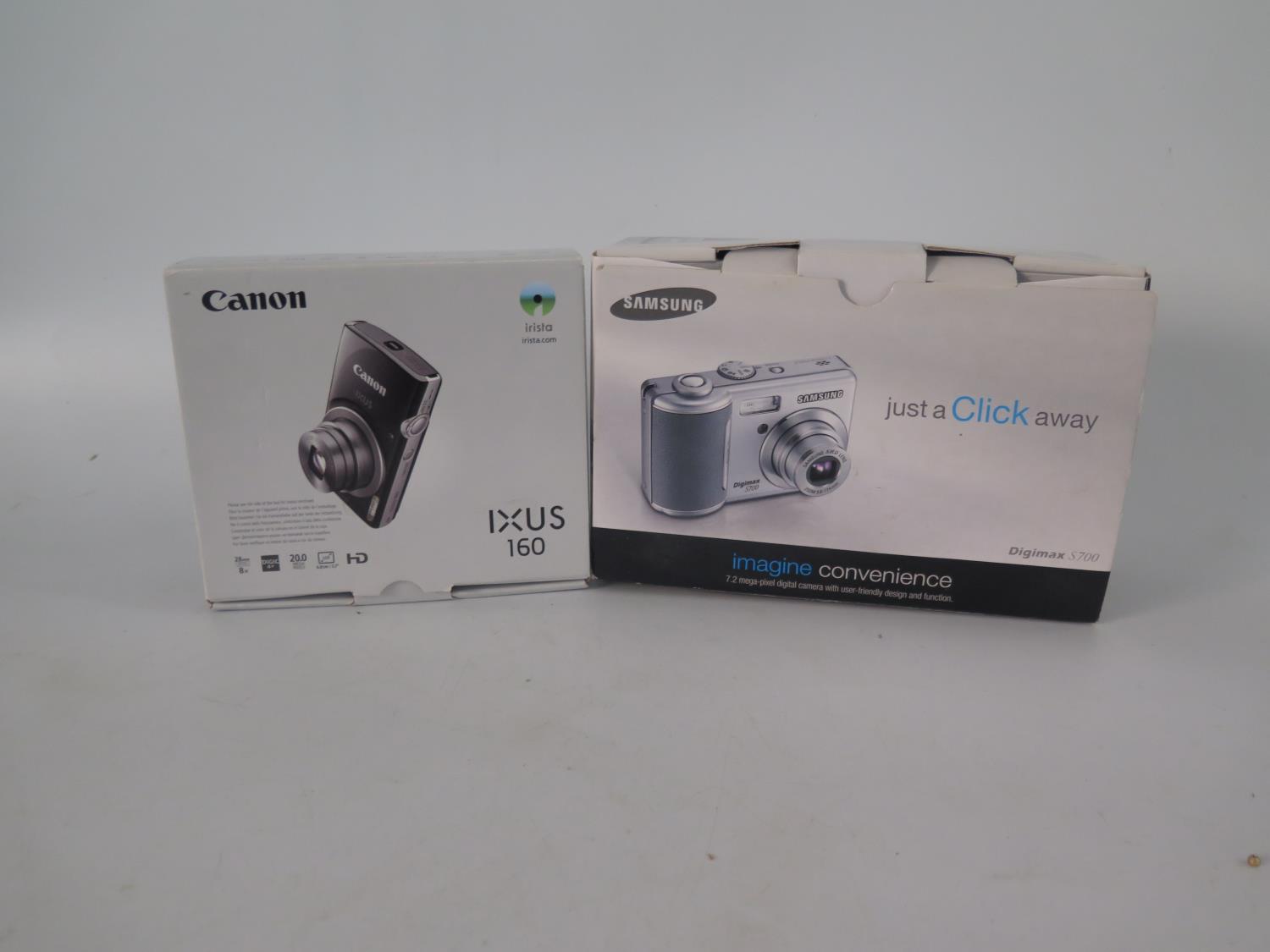 Canon Ixus 160 & A Samsung Digimax S700 Digital Cameras, Both Boxed.