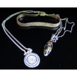 A Silver Gilt Tri-Colour Bracelet and two silver pendant necklaces, 39g