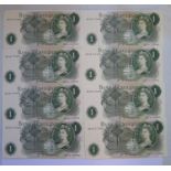 A Collection of Eight Series C Consecutive £1 Notes: HZ16 777452-59, uncirculated