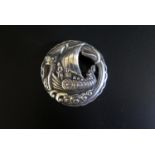 A Scottish Silver Viking Ship Brooch, Glasgow 1947, RA, 40mm, 19g