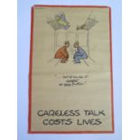 A WWII Fougasse CARELESS TALK COSTS LIVES '...but of course it mustn't go any further' poster