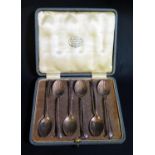 A Cased Set of Six Silver Coffee Spoons, Sheffield 1919, William Hutton & Sons Ltd., 61g