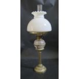 An Oil Lamp with cut glass reservoir converted to electric NEEDS REWIRING