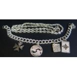 A Silver Charm Bracelet and silver necklace, 34g