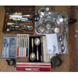 A Selection of Silver Plated Flatware and four part tea set etc.
