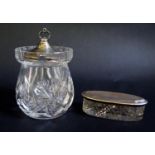 A George V Silver Top Cut Crystal Conserve Pot, Birmingham 1930, Barker Brothers Silver Ltd. and