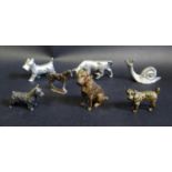 Two Cold Painted Bronze Dogs (tallest 6cm), other dogs, etc.