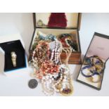 A Box of Costume Jewellery and wristwatches