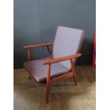 A 1960's/70's Scandinavian Style Teak Open Armchair