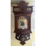 An Art Nouveau Oak Cased Drop Pendulum Wall Clock, c. 90 tall, running