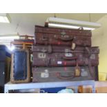 Two Vintage Leather Suitcases and two others