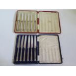 Two Cased Sets of Hallmarked Silver Handled Tea Knives