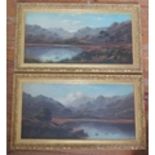 C. Leslie (1835-1890), A Pair of Mountainous Lake Scenes, oil on canvas, 59x29cm, framed