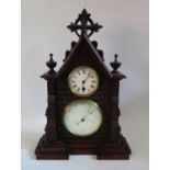 A Gothic Oak Cased Clock Barometer, 46cm