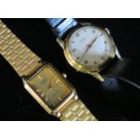 A ROTARY Gent's Gold Plated Wristwatch (running) and quartz Citizen (not running)