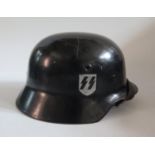 A German WWII SS Double Decal Lightweight Parade Helmet with original leather liner, helmet