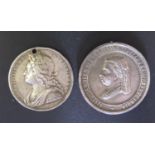 A George II Silver Coronation Medal (drilled) and one other, 53g