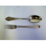 An Edward VII Silver Christening Spoon and Fork, Sheffield 1902, W W Harrison & Co., 55g