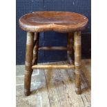 An Elm Seated Stool, 49cm high and occasional table