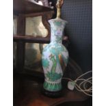 A Modern Hong Kong Made Porcelain Lamp, 59cm overall height