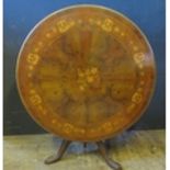 A Victorian Walnut and Inlaid Circular Tilt Top Breakfast Table, 127cm diam.